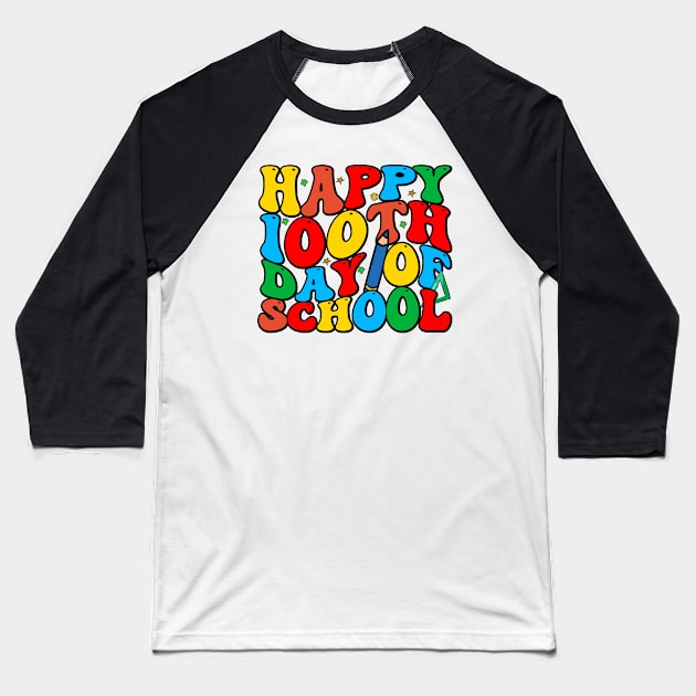 Happy 100th Day Of School Baseball T-Shirt by Pop Cult Store